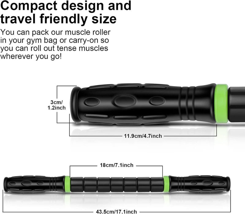 Load image into Gallery viewer, iGreely Foamroller 17 inch, iGreely massagerol met dubbele handgreep, bultontwerp massageroller, spierroller stick aanbevolen door fysiotherapeuten bevordert herstel snelle verlichting voor krampen - happygetfit.com
