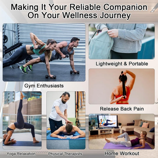 iGreely Foamroller 17 inch, iGreely massagerol met dubbele handgreep, bultontwerp massageroller, spierroller stick aanbevolen door fysiotherapeuten bevordert herstel snelle verlichting voor krampen - happygetfit.com