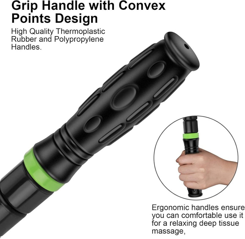 Load image into Gallery viewer, iGreely Foamroller 17 inch, iGreely massagerol met dubbele handgreep, bultontwerp massageroller, spierroller stick aanbevolen door fysiotherapeuten bevordert herstel snelle verlichting voor krampen - happygetfit.com

