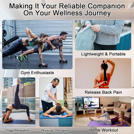 iGreely Foamroller 17 inch, iGreely massagerol met dubbele handgreep, bultontwerp massageroller, spierroller stick aanbevolen door fysiotherapeuten bevordert herstel snelle verlichting voor krampen - happygetfit.com
