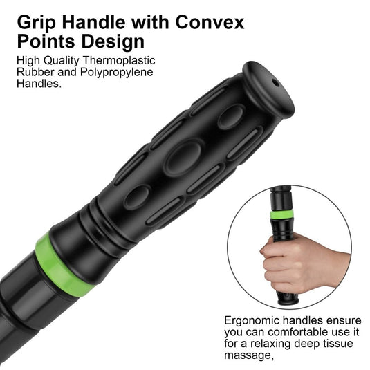 iGreely Premium Muscle Roller the Ultimate Massage Roller Stick 17 Inches Recommended By Physical Therapists Promotes Recovery Fast Relief for Cramps Soreness Tight Muscles Black - happygetfit.com
