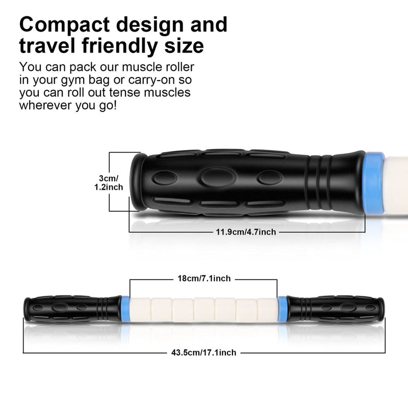 Laad afbeelding in Galerijviewer, iGreely Premium Muscle Roller the Ultimate Massage Roller Stick 17 Inches Recommended By Physical Therapists Promotes Recovery Fast Relief for Cramps Soreness Tight Muscles Black - happygetfit.com
