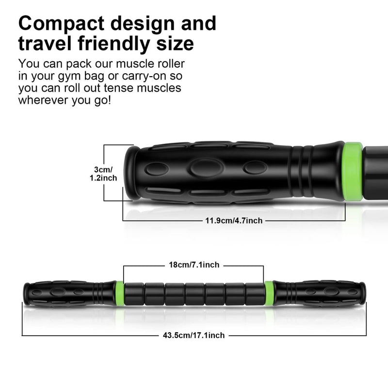 Laad afbeelding in Galerijviewer, iGreely Premium Muscle Roller the Ultimate Massage Roller Stick 17 Inches Recommended By Physical Therapists Promotes Recovery Fast Relief for Cramps Soreness Tight Muscles Black - happygetfit.com
