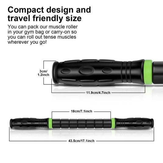 iGreely Premium Muscle Roller the Ultimate Massage Roller Stick 17 Inches Recommended By Physical Therapists Promotes Recovery Fast Relief for Cramps Soreness Tight Muscles Black - happygetfit.com