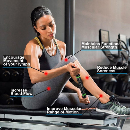 iGreely Premium Muscle Roller the Ultimate Massage Roller Stick 17 Inches Recommended By Physical Therapists Promotes Recovery Fast Relief for Cramps Soreness Tight Muscles Black - happygetfit.com