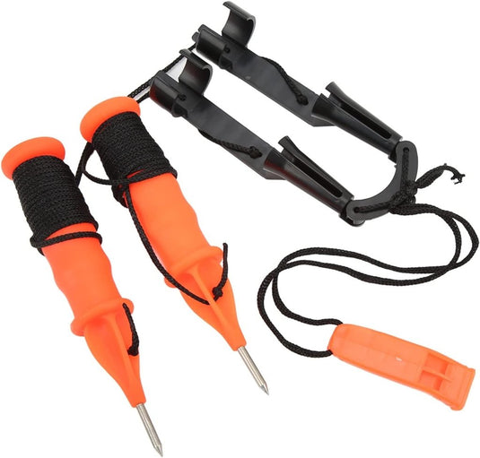 IJspriemen voor ijsvissen van roestvrij staal met noodfluitje en antislip handgrepen – ijsveiligheid – ijsvisaccessoires - happygetfit.com