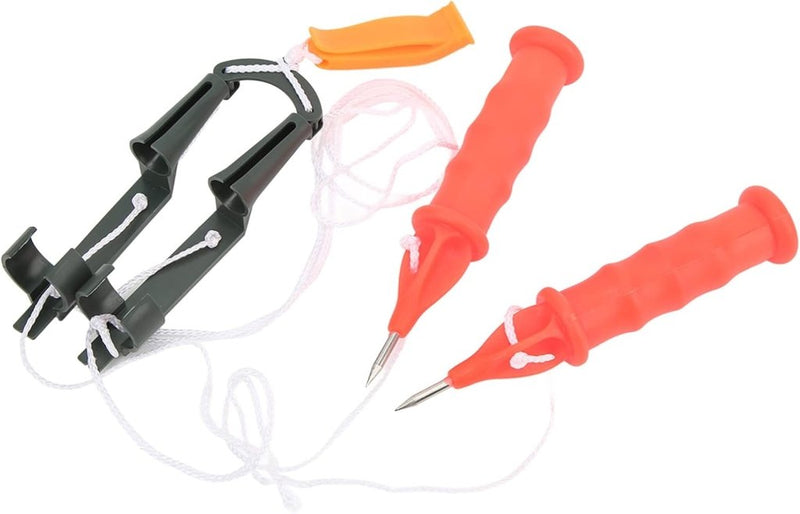 Carica l’immagine nel visualizzatore della galleria, IJspriemen voor ijsvissen van roestvrij staal met noodfluitje en antislip handgrepen – ijsveiligheid – ijsvisaccessoires - happygetfit.com
