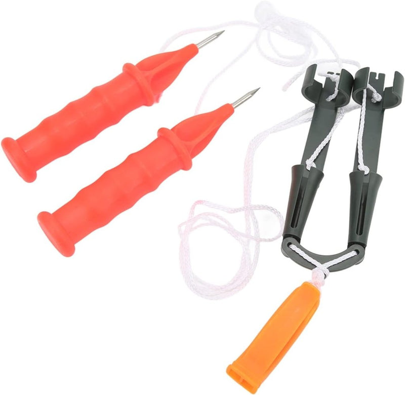 Carica l’immagine nel visualizzatore della galleria, IJspriemen voor ijsvissen van roestvrij staal met noodfluitje en antislip handgrepen – ijsveiligheid – ijsvisaccessoires - happygetfit.com
