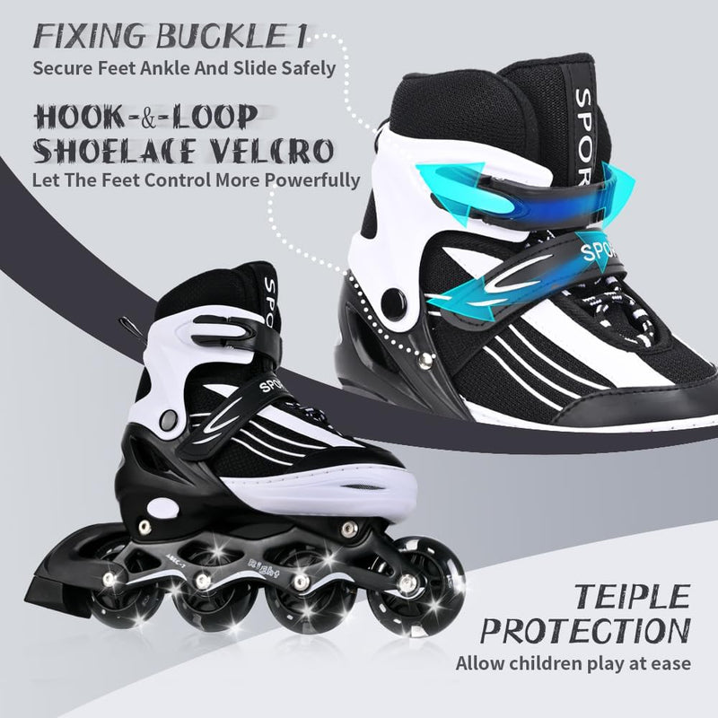 Load image into Gallery viewer, Inline skates voor kinderen, in grootte verstelbare inline skates voor kinderen, volwassenen, meisjes en jongens, inline skates, rolschaatsen voor binnen en buiten - happygetfit.com
