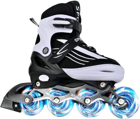 Inline skates voor kinderen, in grootte verstelbare inline skates voor kinderen, volwassenen, meisjes en jongens, inline skates, rolschaatsen voor binnen en buiten - happygetfit.com