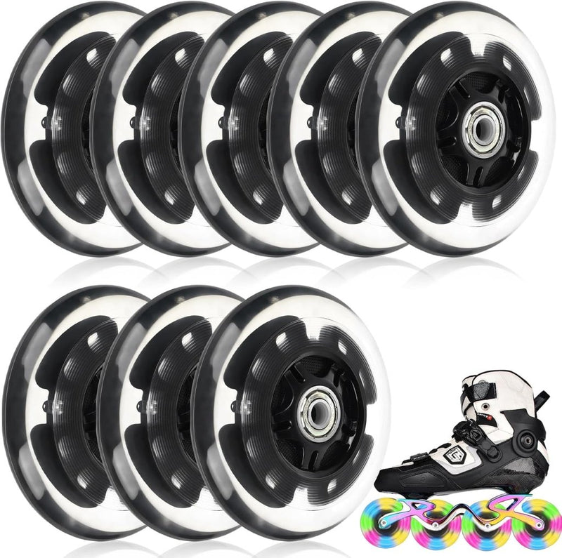 Laad afbeelding in Galerijviewer, Inline skates wielen: 8 stuks LED Light up wieltjes, inline skates wiel met lagers, inline skate wielen voor alle soorten rolschaatsen (72 mm) - happygetfit.com
