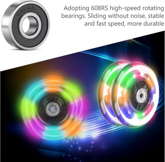 Inline skates wielen: 8 stuks LED Light up wieltjes, inline skates wiel met lagers, inline skate wielen voor alle soorten rolschaatsen (72 mm) - happygetfit.com