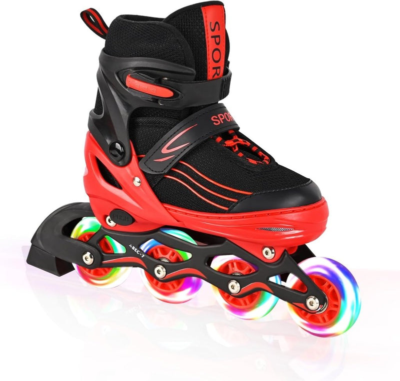 Laad afbeelding in Galerijviewer, Inlineskates voor kinderen, in grootte verstelbare inline skates voor kinderen, volwassenen, meisjes en jongens, inline skates, rolschaatsen voor binnen en buiten, rood - happygetfit.com
