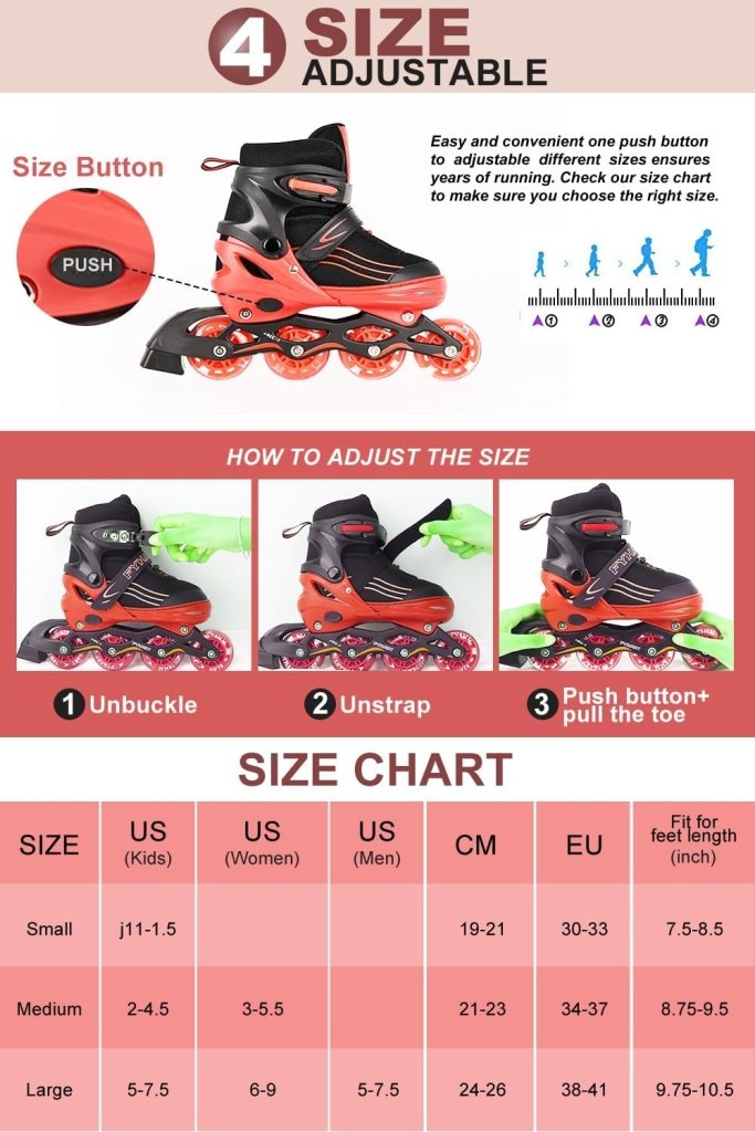 Laad afbeelding in Galerijviewer, Inlineskates voor kinderen, in grootte verstelbare inline skates voor kinderen, volwassenen, meisjes en jongens, inline skates, rolschaatsen voor binnen en buiten, rood - happygetfit.com
