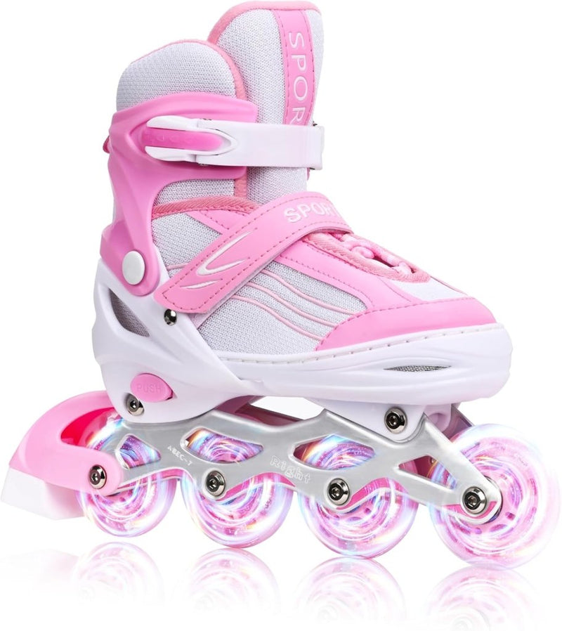 Laad afbeelding in Galerijviewer, Inlineskates voor kinderen, in grootte verstelbare inline skates voor kinderen, volwassenen, meisjes en jongens, inline skates, rolschaatsen voor binnen en buiten, sakura roze - happygetfit.com
