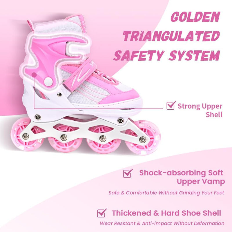 Laad afbeelding in Galerijviewer, Inlineskates voor kinderen, in grootte verstelbare inline skates voor kinderen, volwassenen, meisjes en jongens, inline skates, rolschaatsen voor binnen en buiten, sakura roze - happygetfit.com
