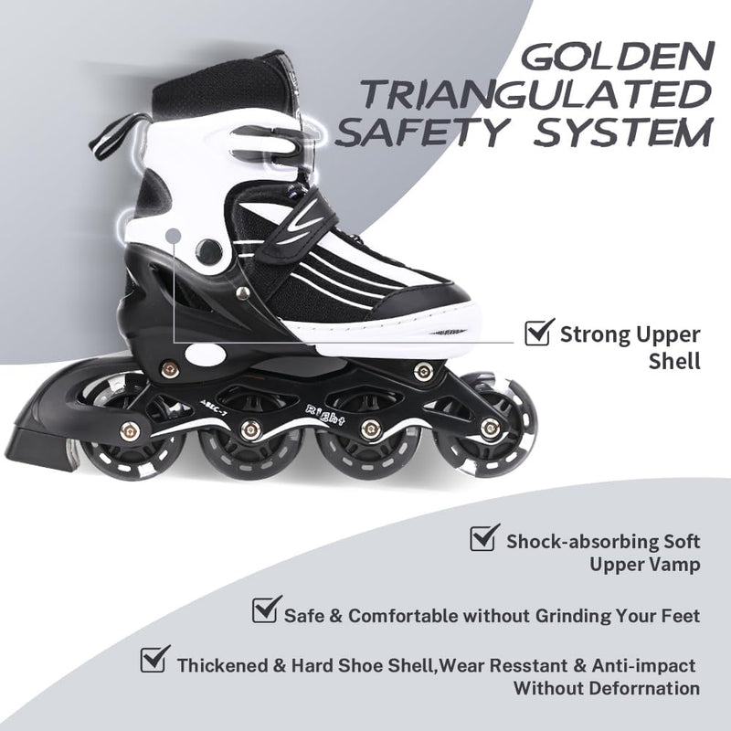 Load image into Gallery viewer, Inlineskates voor kinderen, in grootte verstelbare inline skates voor kinderen, volwassenen, meisjes en jongens, inline skates, rolschaatsen voor binnen en buiten, zwart en wit - happygetfit.com
