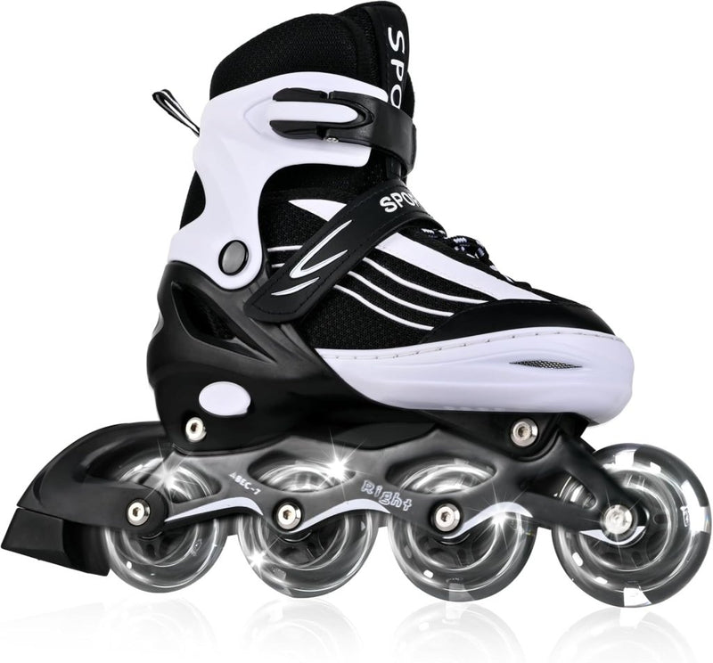 Load image into Gallery viewer, Inlineskates voor kinderen, in grootte verstelbare inline skates voor kinderen, volwassenen, meisjes en jongens, inline skates, rolschaatsen voor binnen en buiten, zwart en wit - happygetfit.com
