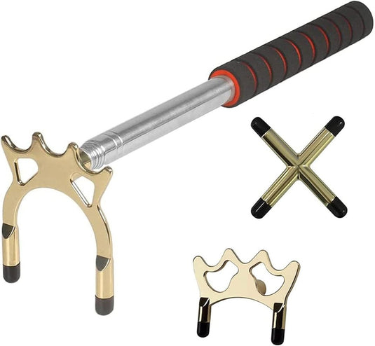 Intrekbare biljart keubrug met 3 messing brugkoppen - happygetfit.com
