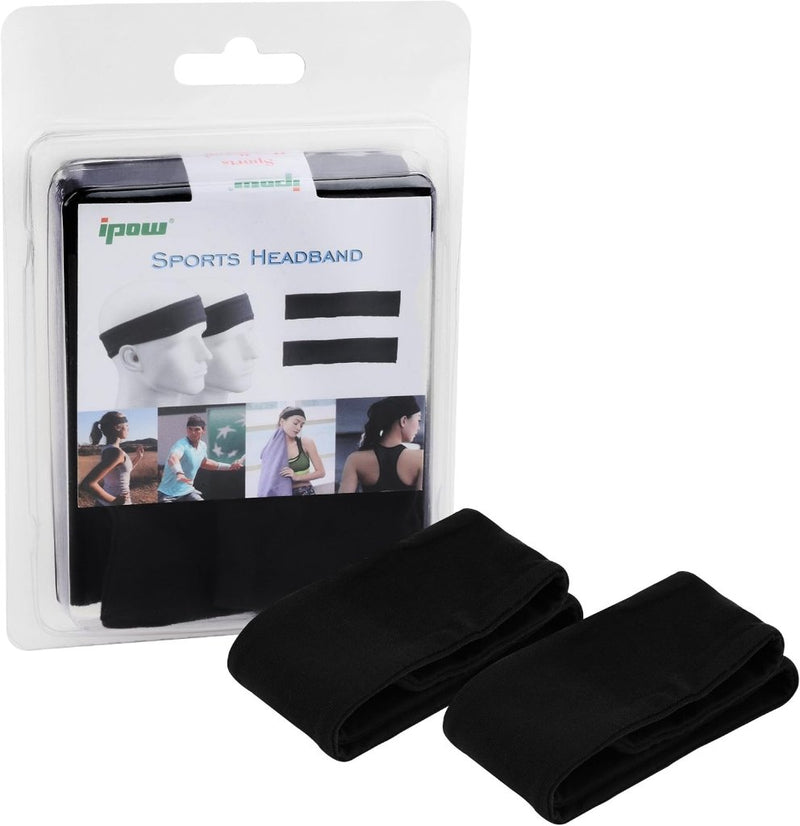 Laad afbeelding in Galerijviewer, ipow 2 stuks sporthoofdband, zweetband, antislip, uniseks, ideaal voor tennis, hardlopen, crossfit, fitness voor dames en heren, zwart - happygetfit.com
