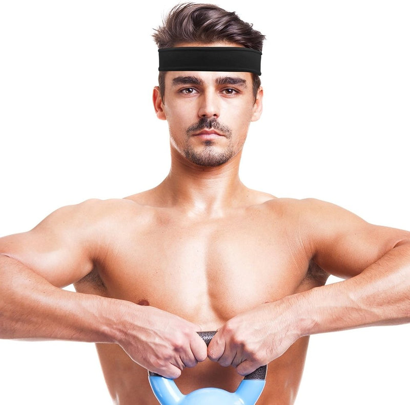 Laad afbeelding in Galerijviewer, ipow 2 stuks sporthoofdband, zweetband, antislip, uniseks, ideaal voor tennis, hardlopen, crossfit, fitness voor dames en heren, zwart - happygetfit.com
