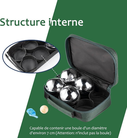 Jeu de boules draagtas voor 8 ballen van waterbestendig nylon met verstelbare schouderriem – petanque opbergtas – boules accessoires - happygetfit.com