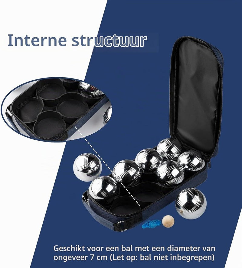 Carica l’immagine nel visualizzatore della galleria, Jeu de boules draagtas voor 8 ballen van waterbestendig nylon met verstelbare schouderriem – petanque opbergtas – boules accessoires - happygetfit.com
