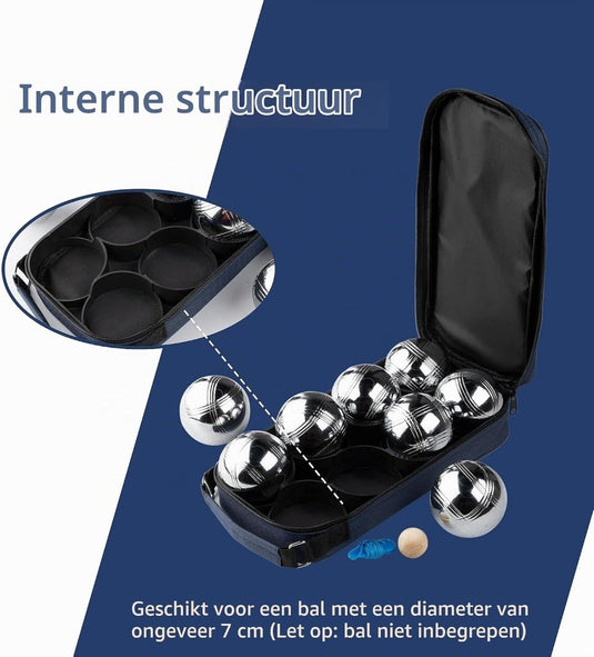 Jeu de boules draagtas voor 8 ballen van waterbestendig nylon met verstelbare schouderriem – petanque opbergtas – boules accessoires - happygetfit.com