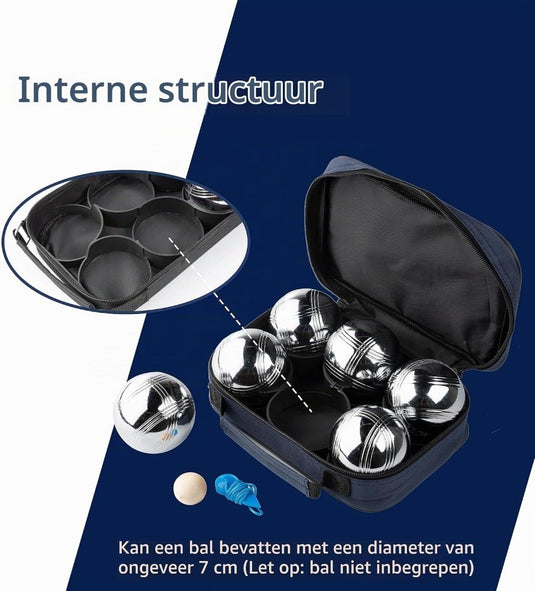 Jeu de boules draagtas voor 8 ballen van waterbestendig nylon met verstelbare schouderriem – petanque opbergtas – boules accessoires - happygetfit.com