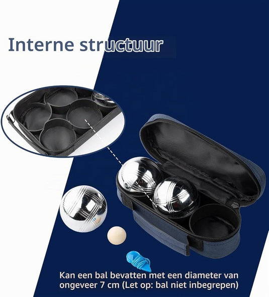 Jeu de boules draagtas voor 8 ballen van waterbestendig nylon met verstelbare schouderriem – petanque opbergtas – boules accessoires - happygetfit.com