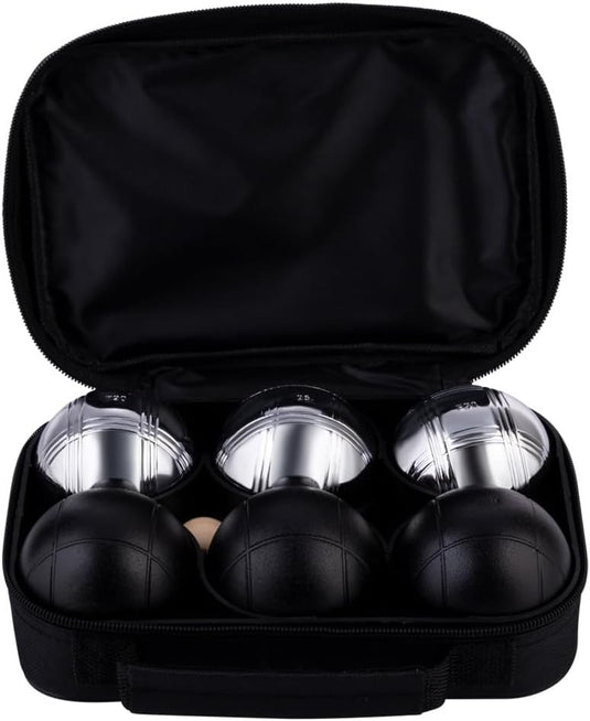 Jeu de boules set met 6 metalen ballen van 74 mm inclusief draagtas – petanque ballen – buitenspel - happygetfit.com