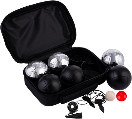 Jeu de boules set met 6 metalen ballen van 74 mm inclusief draagtas – petanque ballen – buitenspel - happygetfit.com
