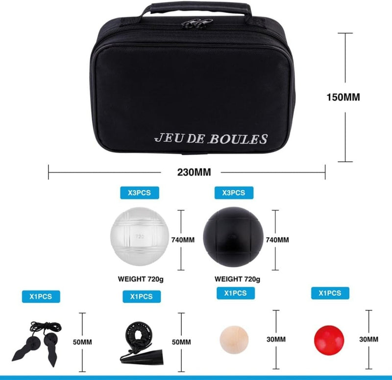 Bild im Galerie-Viewer laden, Jeu de boules set met 6 metalen ballen van 74 mm inclusief draagtas – petanque ballen – buitenspel - happygetfit.com
