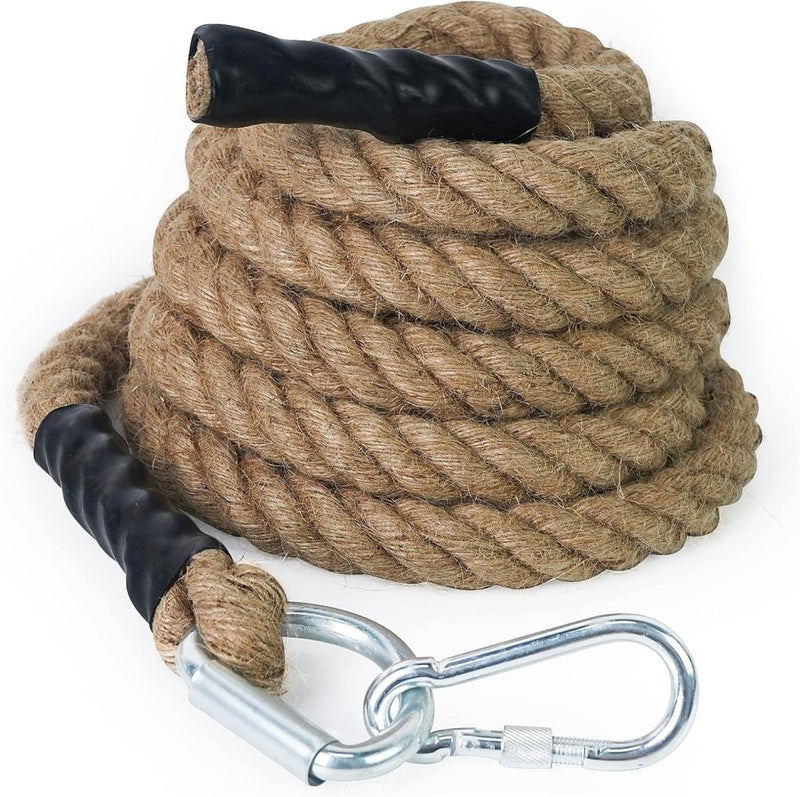 Load image into Gallery viewer, Jute klimtouw met karabijnhaak – 30/40/50 mm trainingstouw voor kracht en fitness - happygetfit.com

