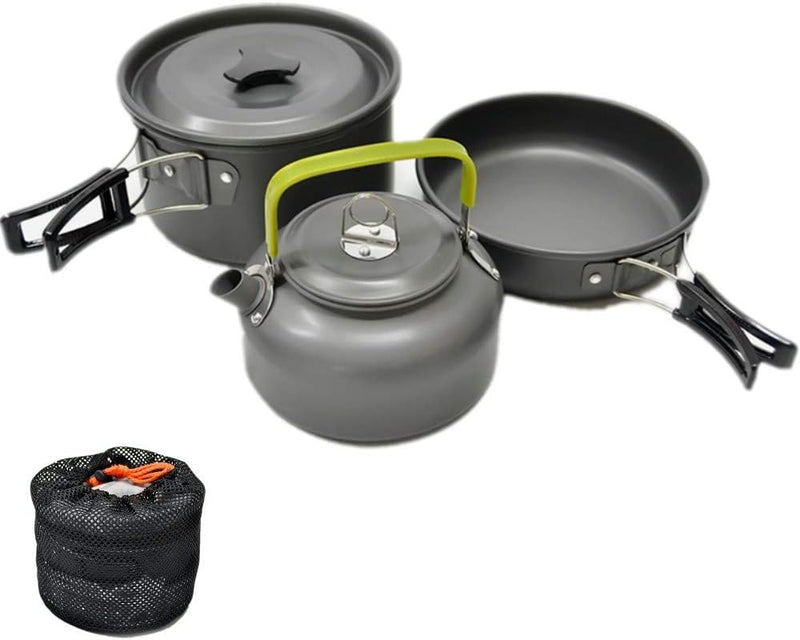 Laad afbeelding in Galerijviewer, JZK camping kookgereiset, 2 - 3 personen, opvouwbare camping pannenset, steelpan, pan, theepot voor buiten, picknicken, kamperen en wandelvakanties - happygetfit.com
