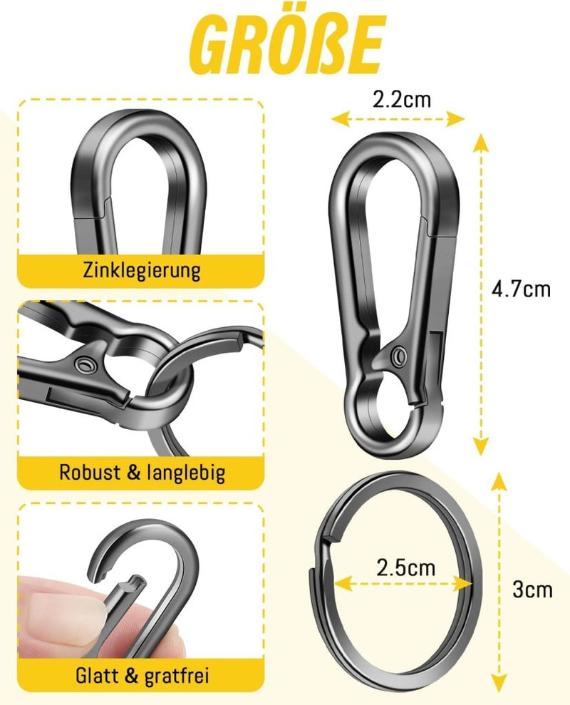 Załaduj obraz do przeglądarki galerii, Karabiner Sleutelhangers 3 Stuks met Sleutelring 4,7 cm – Sleutelhanger – Karabijnhaak - happygetfit.com
