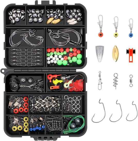 Karper visaccessoireset 191-delig met vishaken, wartels en boiliestoppers inclusief opbergdoos – karpermontages – visgerei - happygetfit.com