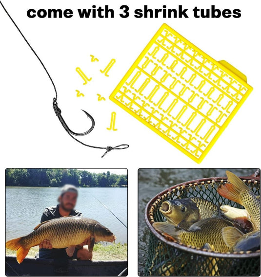 Karpervissen Haken Karpervissen Hair Rigs Boilie Rig Carp Leader Handgemaakte Karper Rigs 18 Stuks Gevlochten Lijn Vishaken met Boilie Stoppers (6810) - happygetfit.com