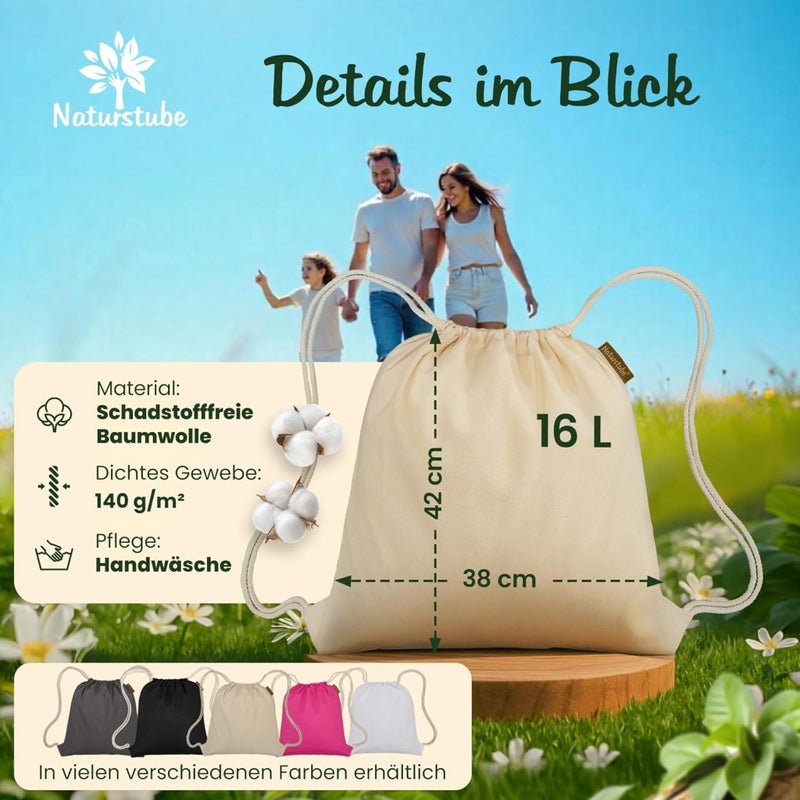 Chargez l'image dans la visionneuse de la galerie, Katoenen gymtas naturel met trekkoord 140 g/m² – sporttas – rugzak - happygetfit.com
