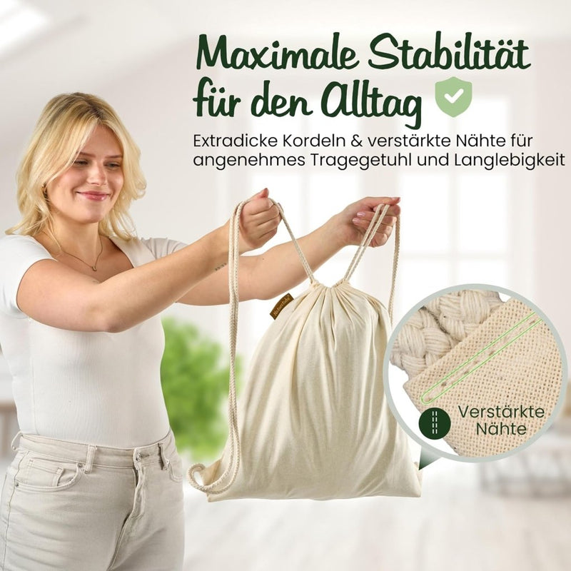 Chargez l'image dans la visionneuse de la galerie, Katoenen gymtas naturel met trekkoord 140 g/m² – sporttas – rugzak - happygetfit.com
