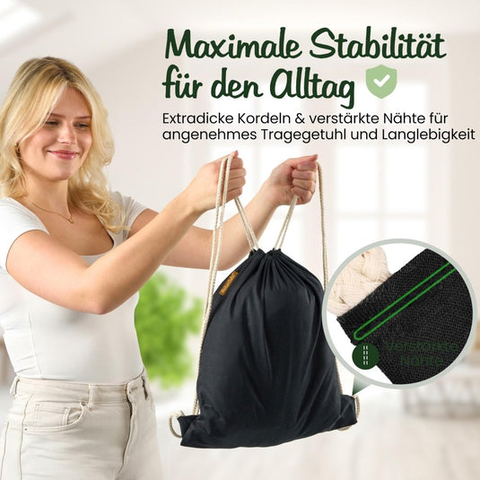 Katoenen gymtas naturel met trekkoord 140 g/m² – sporttas – rugzak - happygetfit.com