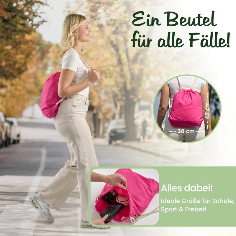 Chargez l'image dans la visionneuse de la galerie, Katoenen gymtas naturel met trekkoord 140 g/m² – sporttas – rugzak - happygetfit.com

