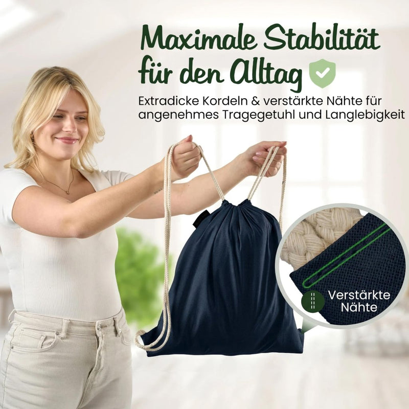 Chargez l'image dans la visionneuse de la galerie, Katoenen gymtas naturel met trekkoord 140 g/m² – sporttas – rugzak - happygetfit.com
