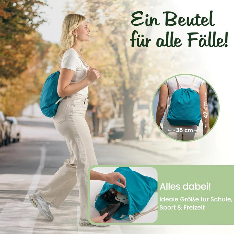 Chargez l'image dans la visionneuse de la galerie, Katoenen gymtas naturel met trekkoord 140 g/m² – sporttas – rugzak - happygetfit.com
