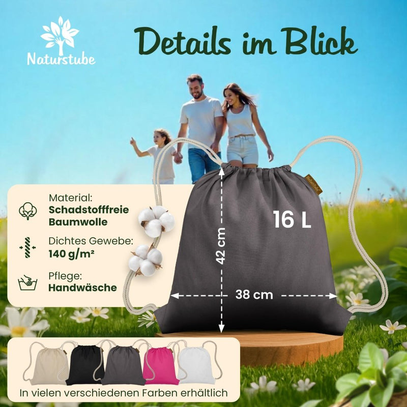 Chargez l'image dans la visionneuse de la galerie, Katoenen gymtas naturel met trekkoord 140 g/m² – sporttas – rugzak - happygetfit.com
