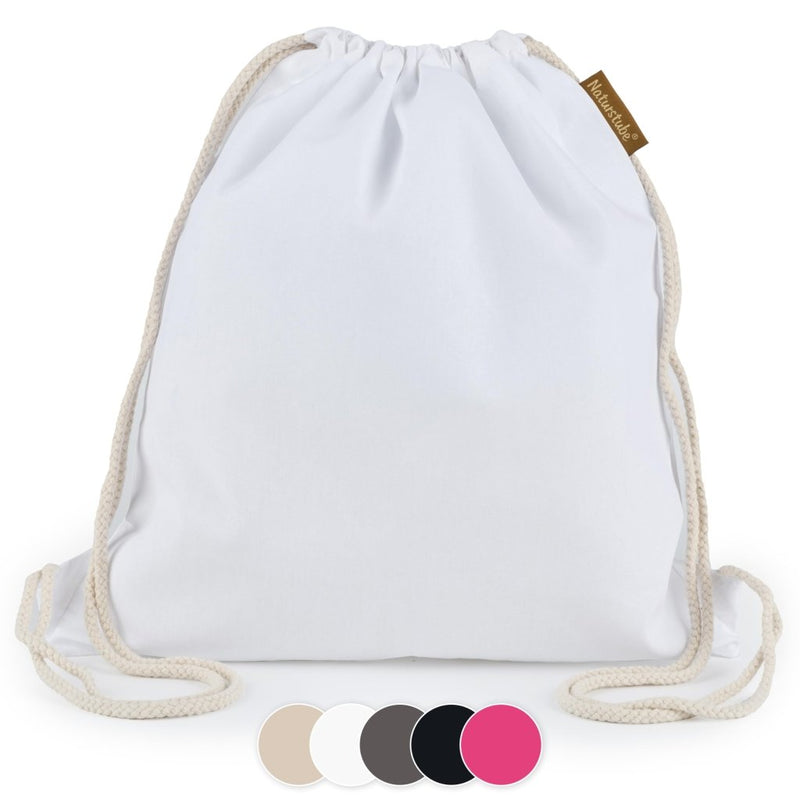 Chargez l'image dans la visionneuse de la galerie, Katoenen gymtas naturel met trekkoord 140 g/m² – sporttas – rugzak - happygetfit.com
