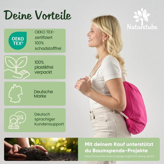 Katoenen gymtas naturel met trekkoord 140 g/m² – sporttas – rugzak - happygetfit.com
