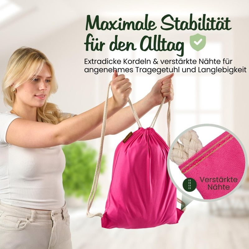 Chargez l'image dans la visionneuse de la galerie, Katoenen gymtas naturel met trekkoord 140 g/m² – sporttas – rugzak - happygetfit.com
