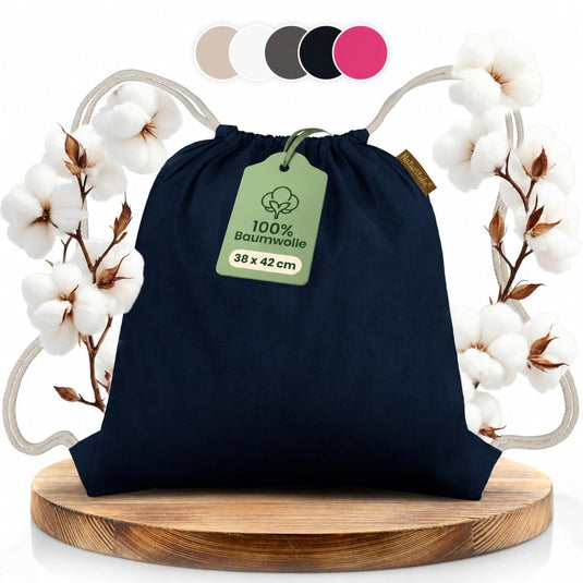 Katoenen gymtas naturel met trekkoord 140 g/m² – sporttas – rugzak - happygetfit.com