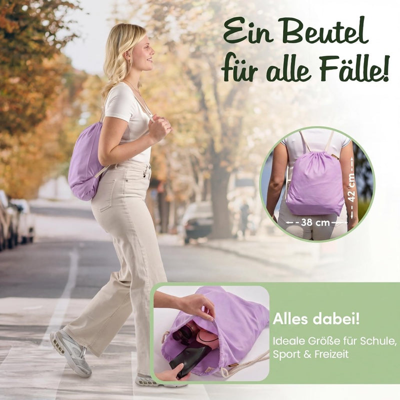 Chargez l'image dans la visionneuse de la galerie, Katoenen gymtas naturel met trekkoord 140 g/m² – sporttas – rugzak - happygetfit.com
